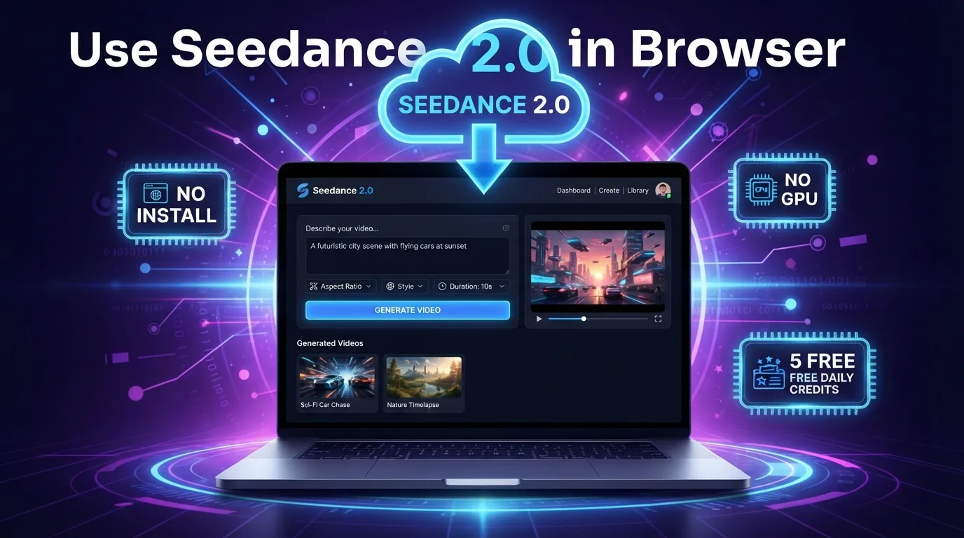 How to Use Seedance 2.0 in Browser: Step-by-Step Guide (No Install, No GPU) How to Use Seedance 2.0 in Browser: Step-by-Step Guide (No Install, No GPU)